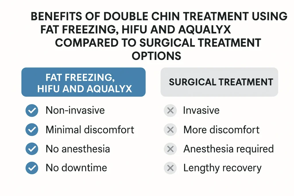 Graphic about the benefits of double chin treatment Uttoxeter - from LA LIPO