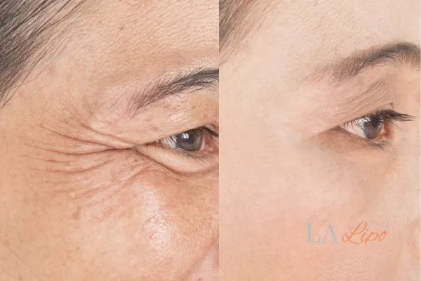 Before and after results of woman - HI-fu wrinkles reduction treatment Uttoxeter