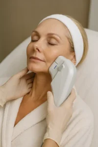 Woman receiving HIFU non surgical facelift treatment Uttoxeter
