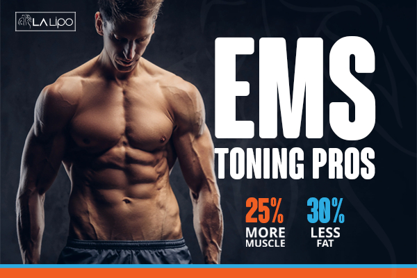 Graphic of man with toned body showing the benefits of LA-EMS Body Sculpting Uttoxeter treatment